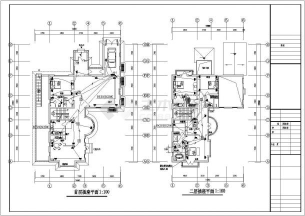 某大型联排别墅电气CAD设计详细图-图二