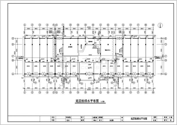 上海某地区五层综合办公楼给排水设计cad图-图一