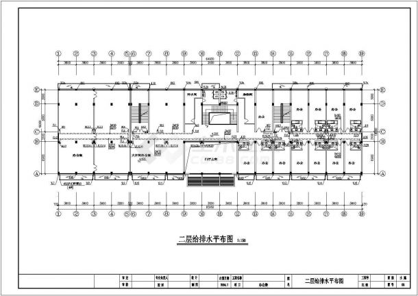 上海某地区五层综合办公楼给排水设计cad图-图二