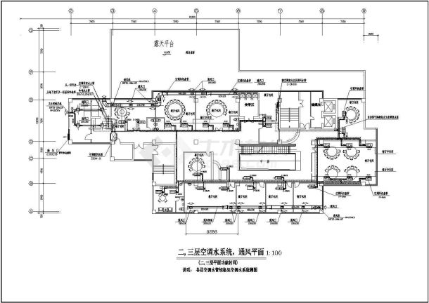 某地区大型饭店空调消防全套设计图纸-图二