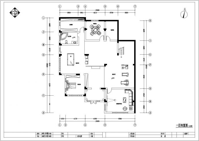 某市简洁三层别墅装修设计施工图纸_图1