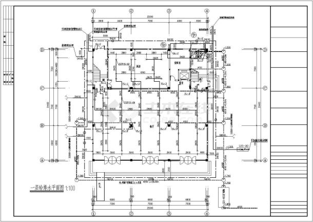 上海某宾馆水给排水设计cad施工图-图一