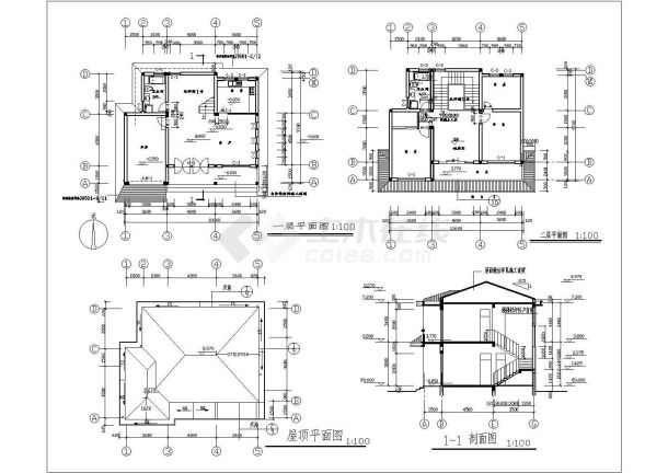 5套别墅建筑结构施工图纸（共32张）-图一