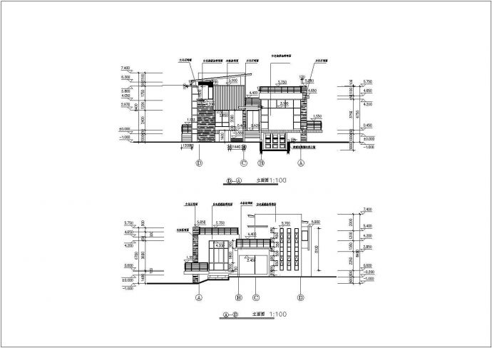 某二层带车库户型别墅建筑设计图纸_图1