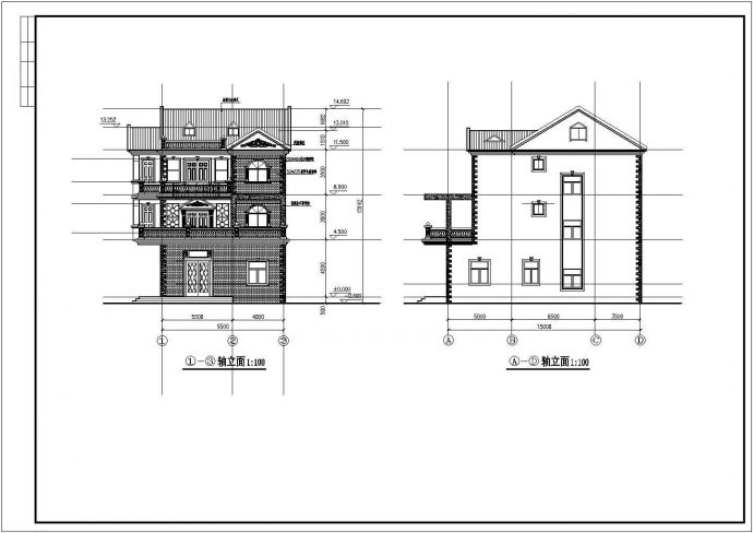 某地三层带夹层别墅楼建筑设计图纸_图1