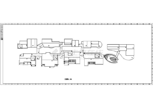 资阳滨江某美食城CAD建筑设计图-图二