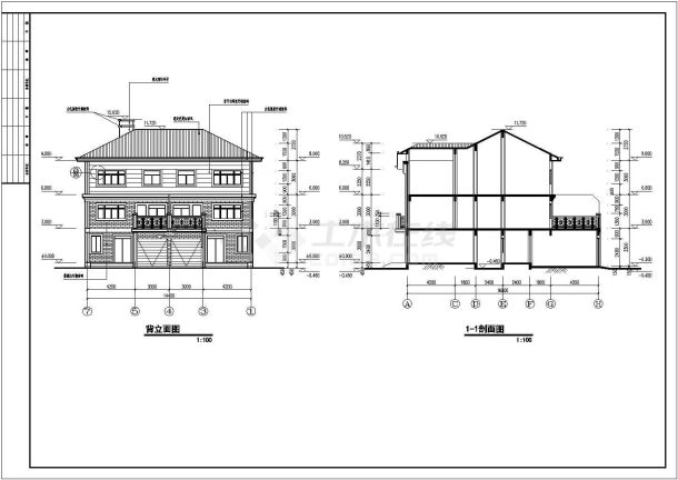 湖北某三层框架别墅建筑、结构施工图-图二