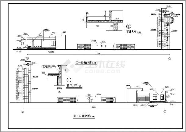 四川省东部某城市小区大门施工图设计图-图二