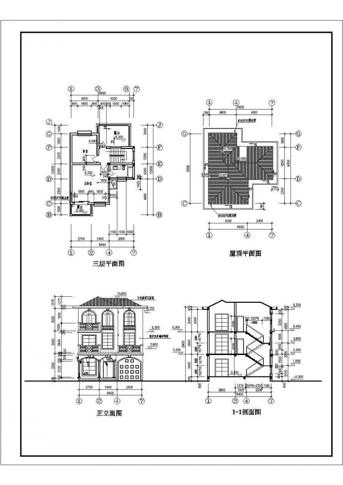 某三层度假区别墅楼建筑设计方案图_图1