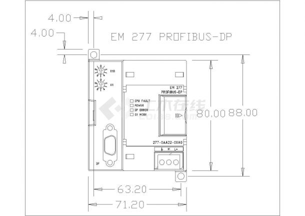 S7200西门子PLC尺寸结构图CAD-图一