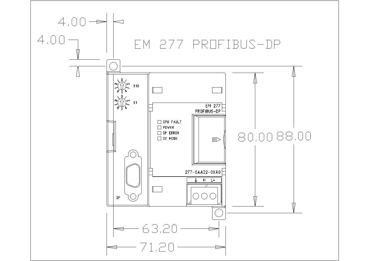 S7200西门子PLC尺寸结构图CAD