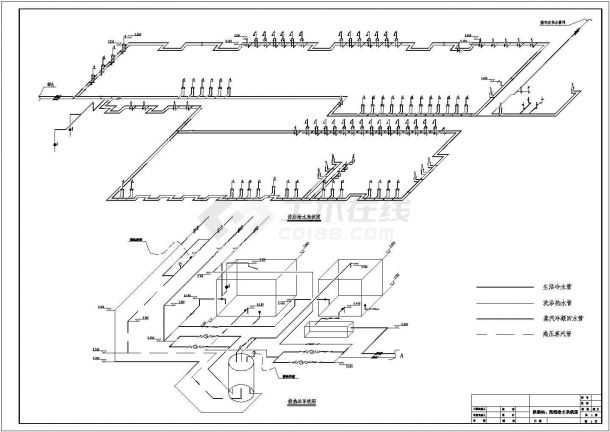 某单层公共浴室建筑给排水施工图纸-图一