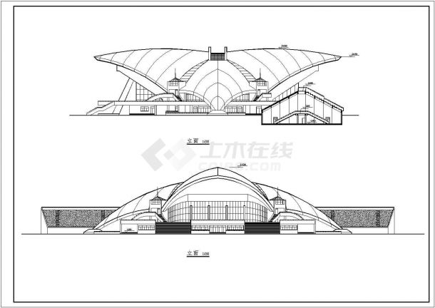 四川省东部某城市会展中心CAD设计图-图一