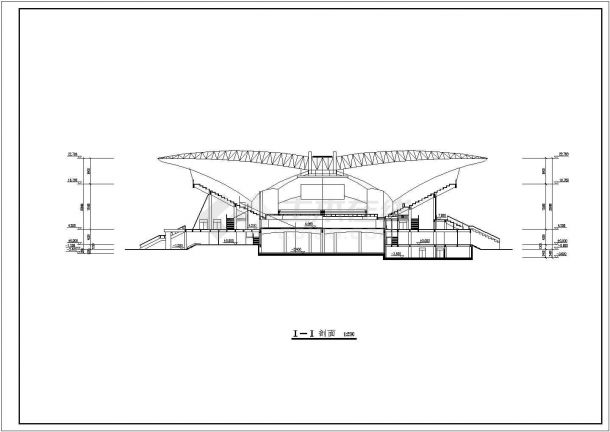 四川省东部某城市会展中心CAD设计图-图二