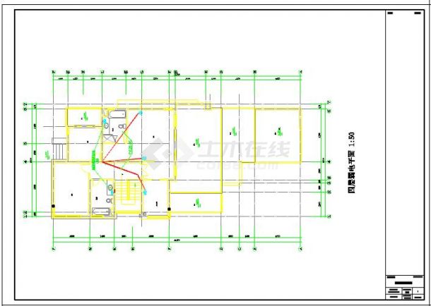 某地区双拼叠加别墅水电设计CAD详图-图二