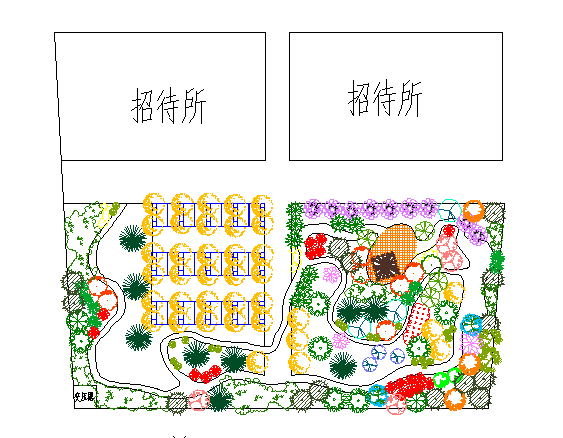 某招待所休闲小广场种植图