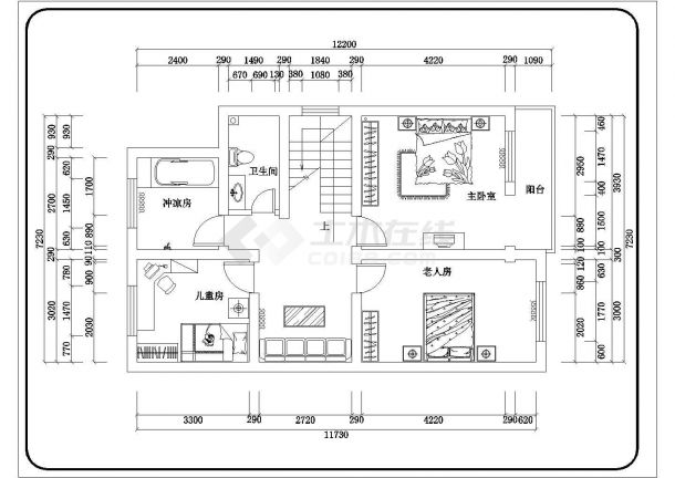 某别墅建筑平面布置设计施工方案图-图二