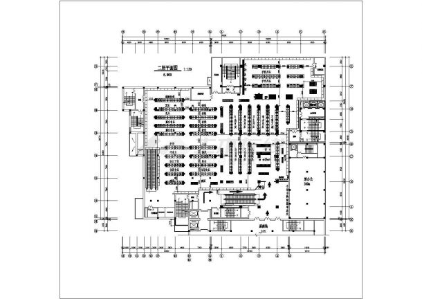 某二层超市建筑设计平面CAD图纸-图一