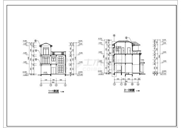 某地区三层复式别墅设计方案施工图-图一