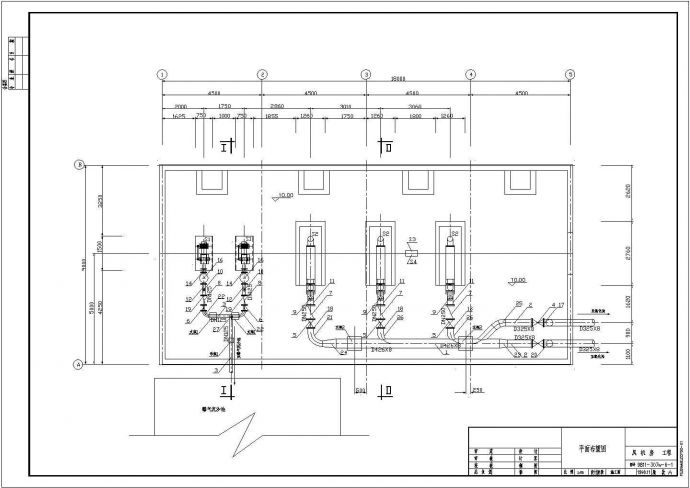某市大型污水厂风机房安装设计图纸_图1