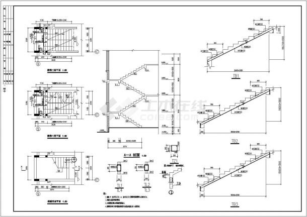 某地区三层复式别墅设计方案结构图-图一