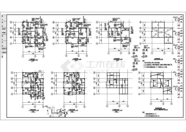 某地区三层复式别墅设计方案结构图-图二