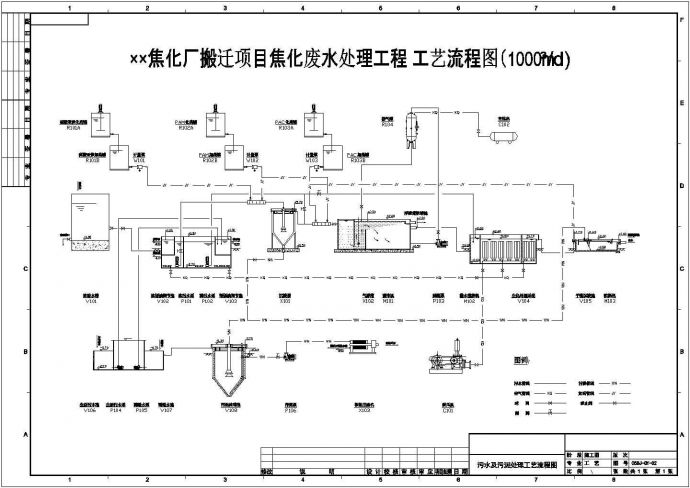 杭州某地区焦化厂废水处理设计cad施工图_图1