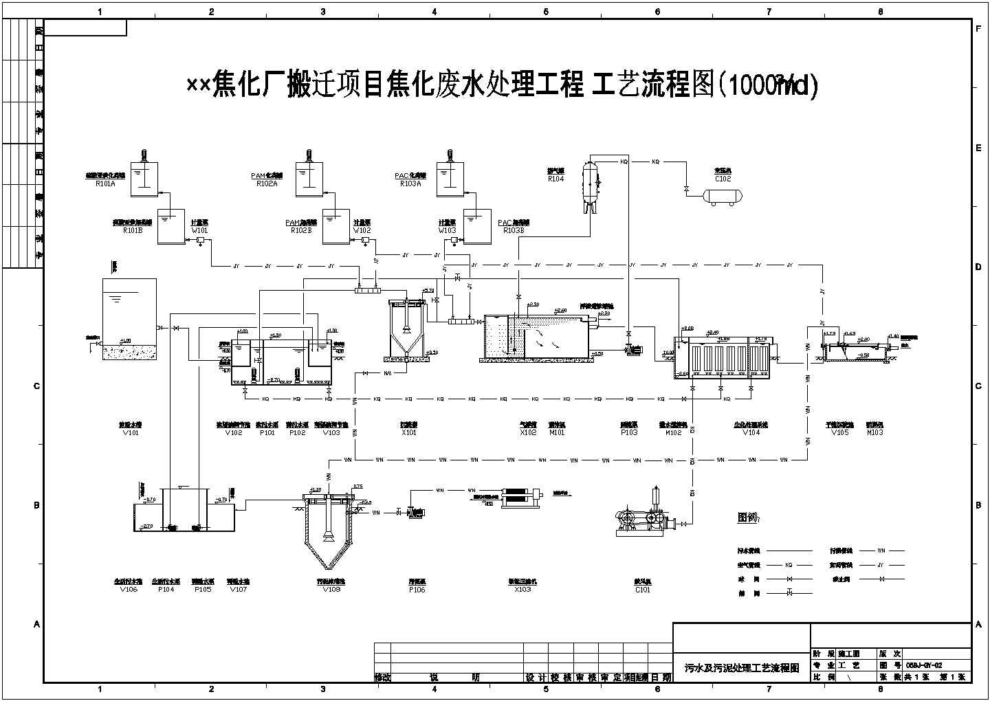 杭州某地区焦化厂废水处理设计cad施工图