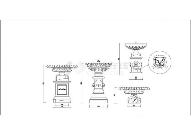 福建省东部沿海喷泉CAD建筑图块-图一