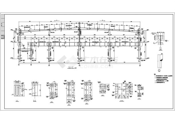 某地二层钢结构带坡道厂房结构设计施工图-图二