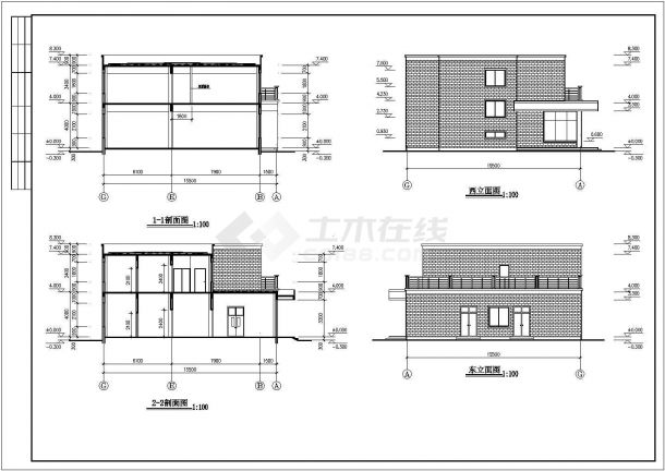 某公司二层食堂建筑施工CAD图纸-图二
