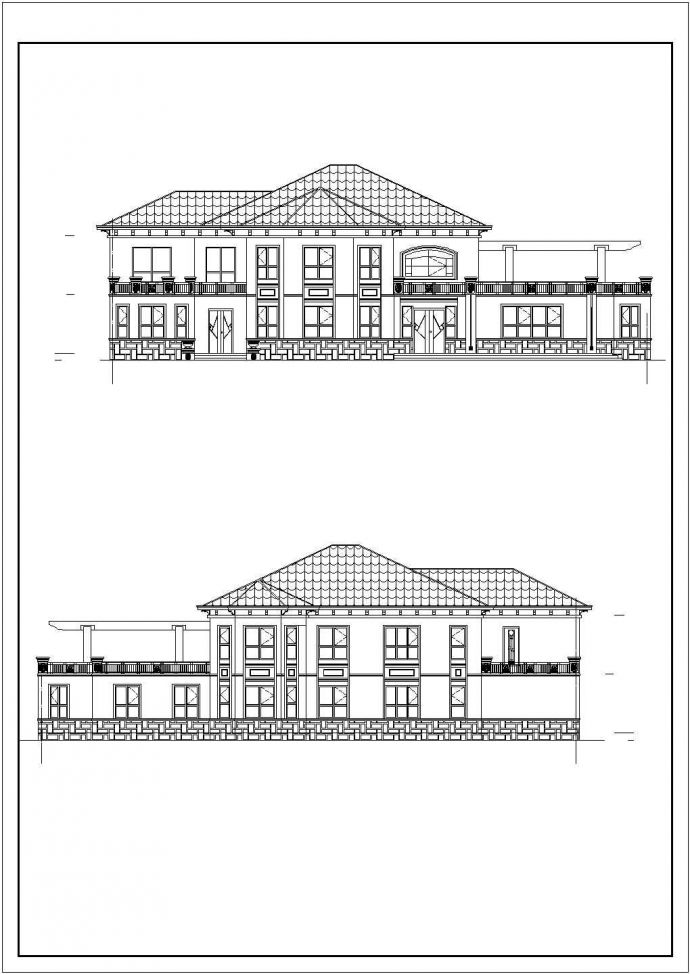 别墅建筑CAD图纸效果图含revit模型_图1