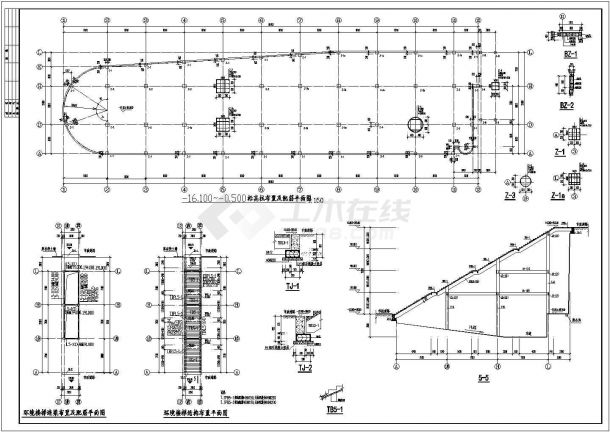 某劳务市场框架地下结构设计施工图-图二