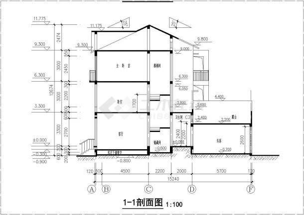 漂亮三层带地下室双拼房屋建筑设计图-图一