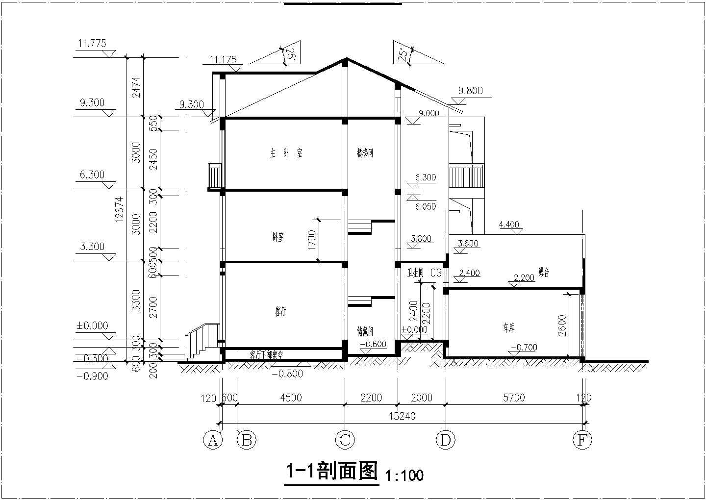 漂亮三层带地下室双拼房屋建筑设计图