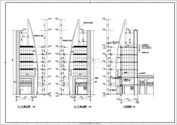 某商业街塔楼建筑全套施工CAD图纸-图一