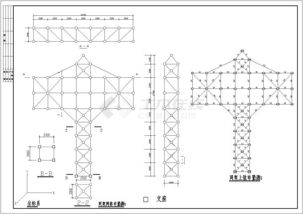 某双悬臂广告塔钢结构设计施工图纸-图一