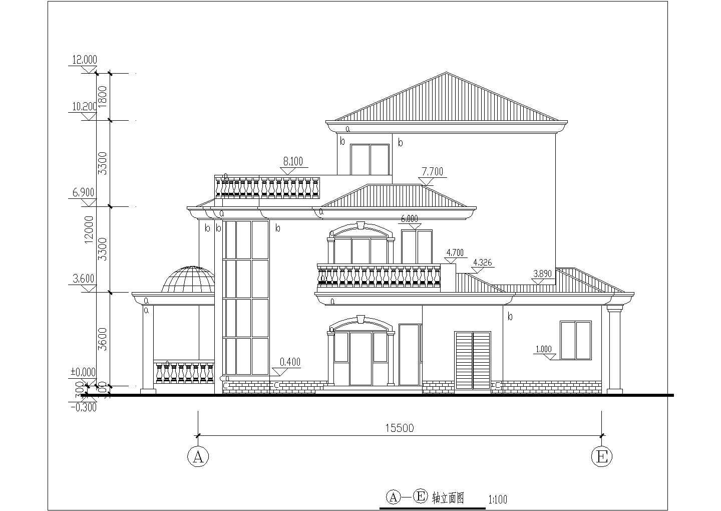 简洁三层独栋农村自建房屋详细建筑设计图