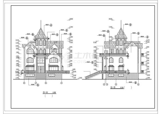 欧式风格赛架空层三层豪华别墅建筑设计图（全套）-图一