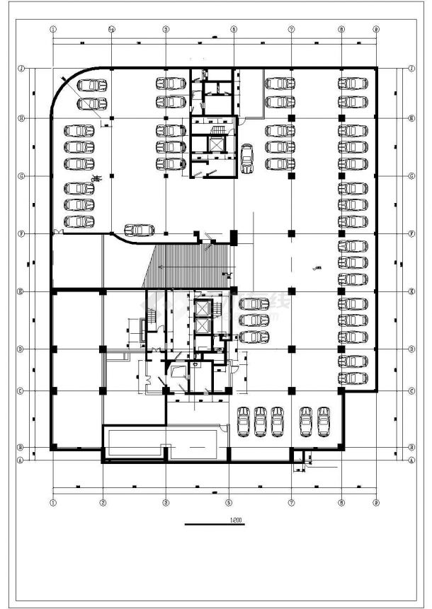 某住宅人防建筑平面施工CAD图纸-图二