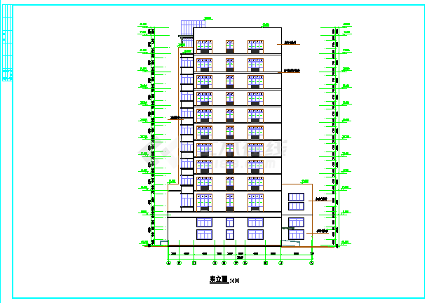 某地区11层10074平米框架农机公司办公大楼建筑设计图-图一