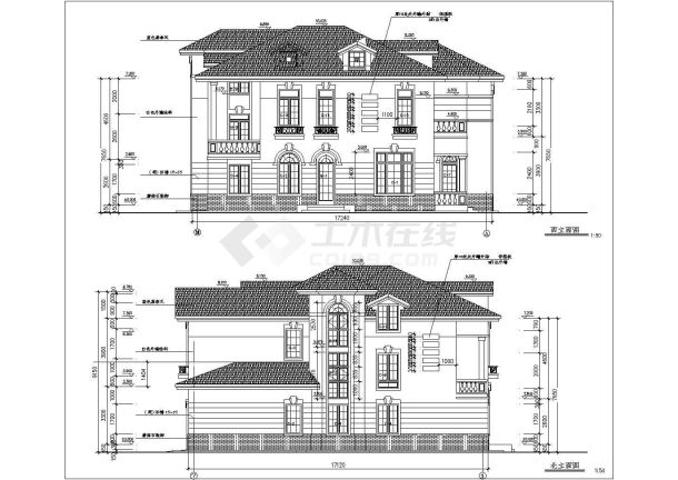 精美二层半欧式别墅详细建筑设计图-图一