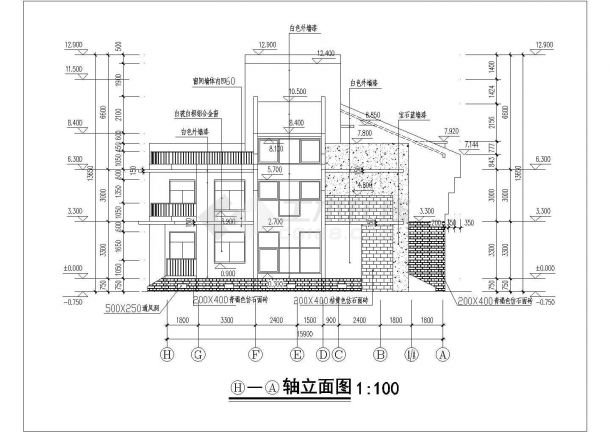 农村框架三层联排自建房屋建筑设计图-图二