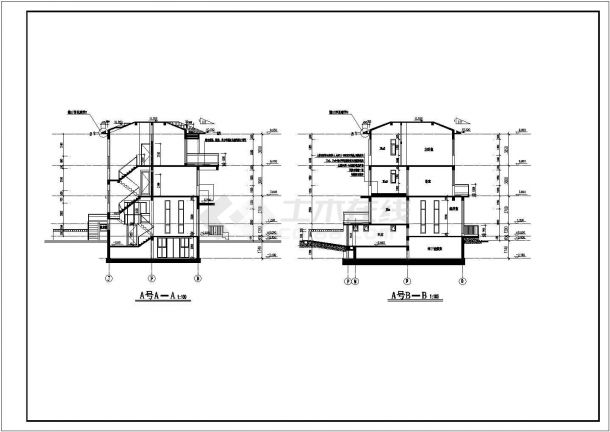 现代风格多层双拼别墅建筑设计方案图纸-图二