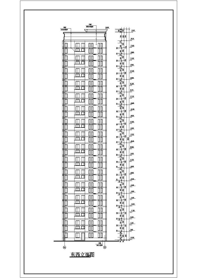 某地区小区高层住宅楼立剖面CAD图纸_图1