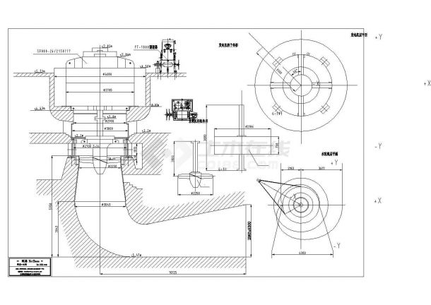 某处的水轮机安装及布置图初步设计图纸-图二