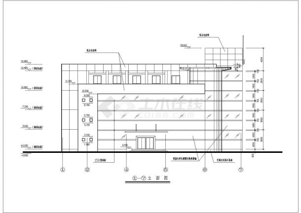 某地区4层小型办公楼建筑CAD设计施工图-图一