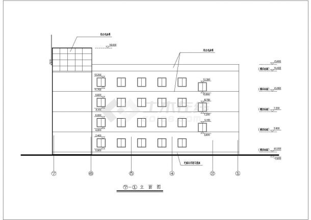 某地区4层小型办公楼建筑CAD设计施工图-图二