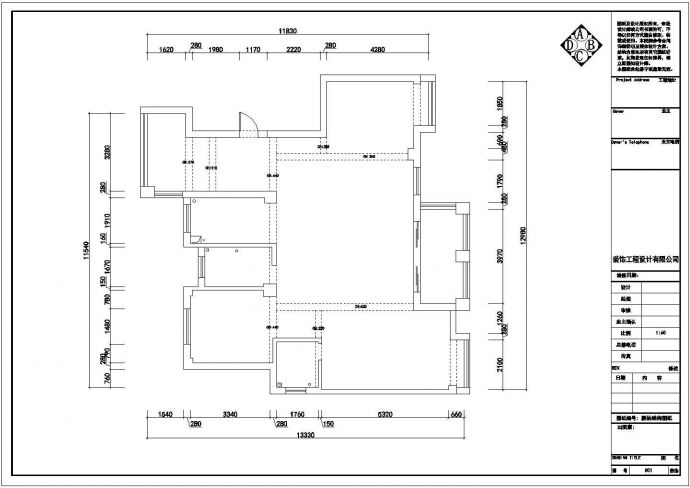 某地晶桂园小区三居室装修设计CAD图_图1