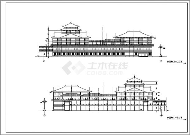 上海市某中式建筑娱乐中心综合楼设计图-图二
